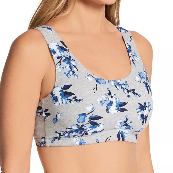 Fruit of the Loom- Blue Floral Print Crop Top size 42 - Picture 1 of 8
